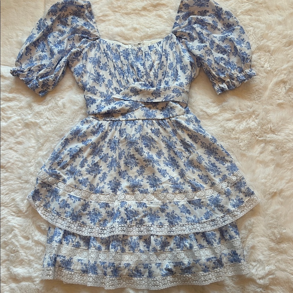 Altar’d State Floral Blue and White Dress